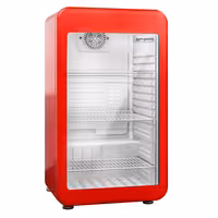 Commercial Mini Bar Refrigerator - 495mm - 113L - with 1 glass door & reversible hinges - Red - Double-glazed glass door