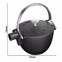 STAUB | Cast Iron Teapot 1.1 L – Black - Infuser, Stainless Handle - Grill Compatible