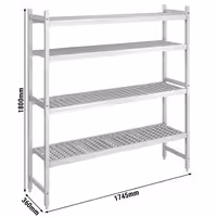 وحدة رفوف ألمنيوم - بداية - 1745x1800mm - عمق: 360 mm - 4 رفوف - الحمولة: 600 kg