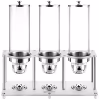 Commercial Cereal Dispenser - Trple - 3 Plastic Containers - 3x 3.7L - Silver
