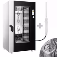 Commercial Electric Combi Oven - Touchscreen Controls - 20x GN 1/1 - incl. Automatic washing system, Core temperature probe & Trolley