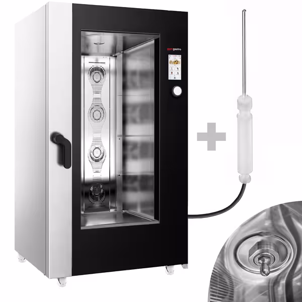 Commercial Electric Combi Oven - Touchscreen Controls - 20x GN 1/1 - incl. Automatic washing system, Core temperature probe & Trolley