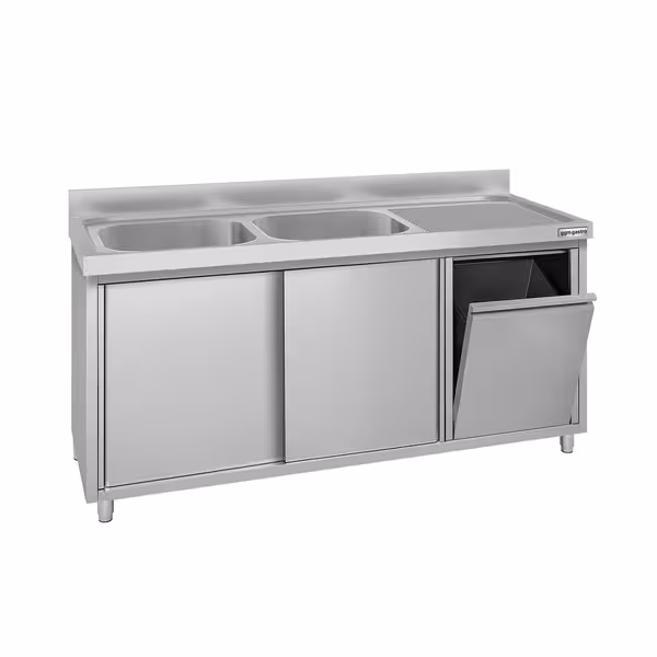 ECO umivaonik – 1600 x 600 mm – s košem za otpad i 2 lijevka s lijeve strane