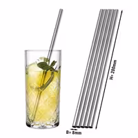 (50 adet) Paslanmaz Çelik Pipet - 200mm - ø 8mm - düz