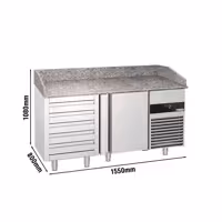 Stół chłodniczy do pizzy PREMIUM – 1550 x 800 mm – z 1 drzwiami i 5 szufladami