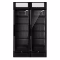(2 unid) Frigorífico expositor de bebidas - 1190mm - 694L - com 2 portas de batente em vidro & painel publicitário iluminado - com indicação/painel digital de temperatura - Preto