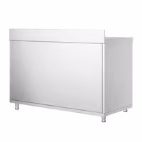 خزانة قاعدية ستانلس ستيل PREMIUM - 1200x600mm - أبواب منزلقة - مع حاجز خلفي