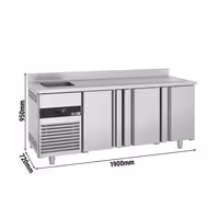 Rashladni pult PREMIUM - 1900x720 mm - 420 l - Ventilirano hlađenje - s 3 vrata - s 1 korita - Leđni podignuti rub