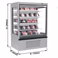 Commercial multideck display fridge - Open front - 1250mm - 455L - with 4 shelves - incl. night blind