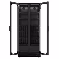 Commercial Beverage Display Fridge - 900mm - 573 Litres - with 2 hinged glass doors - LED lighting - digital controller with temperature display - Black - Temperature range 0 to 7 °C