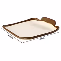 (6 adet) CROCKER - Düz Tabak - Dikdörtgen Düz - Melamin, 140x130mm, Beyaz / Kahverengi