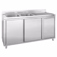 Ormarić sa sudoperom - 2000x600 mm - Sa kantom za otpatke & 2 sudopera na lijevoj strani