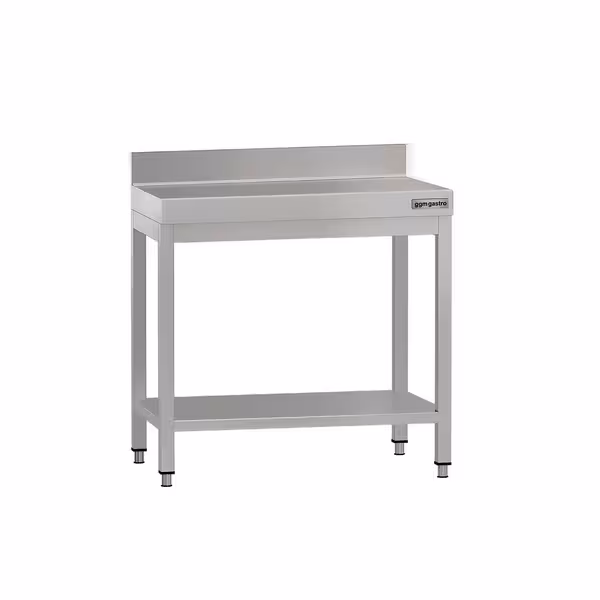 طاولة عمل ستانلس ستيل ECO - 700x600mm - مع رف سفلي & حاجز خلفي