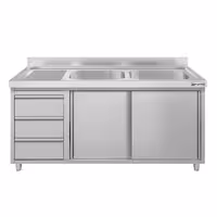 ECO ormarić za sudoper – 1400 x 600 mm – s 3 ladice i 2 sudopera na desnoj strani