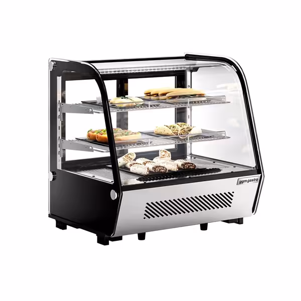 Pöytämallinen kylmävitriini - 120 l - 696 mm - kaksinkertainen lasi - 2 hyllyä - LED-valaistus - liukuovet