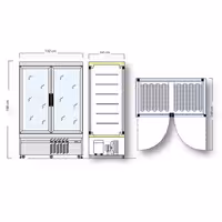4-Sided Glass Display Freezer - 935L - 1320mm - Triple glazing - round - with 12 rotating shelves - 2 glass doors - for patisserie - Silver