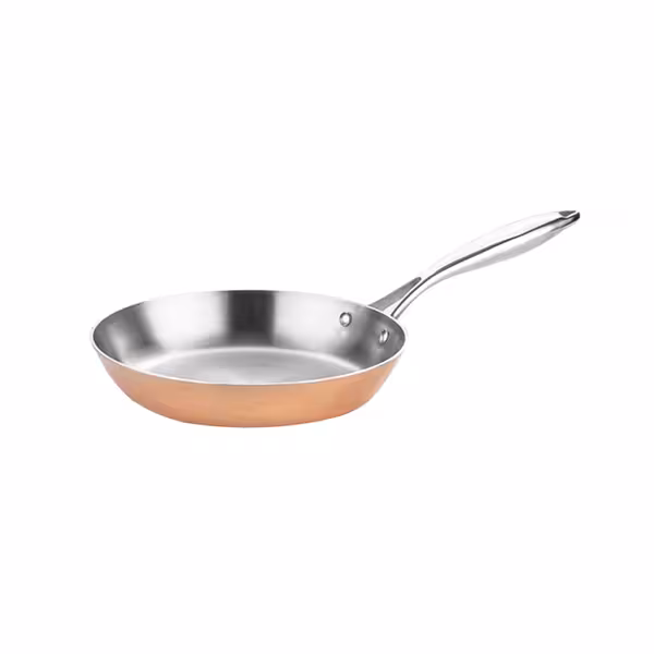 Tava za prženje - Bakar/kositar - Troslojna konstrukcija: inox/aluminij/bakar - Ø 200 mm - Visina: 40 mm - prikladno za plin, struju, staklokeramiku; Nije pogodno za indukciju