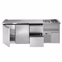 Direct Draw Beer Dispenser / Kegerator PREMIUM – 2-Door – 2 Right Sinks, 2 Drawers – 2500×700 mm