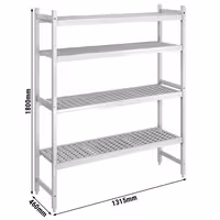 وحدة رفوف ألمنيوم - بداية - 1315x1800mm - عمق: 460 mm - 4 رفوف - الحمولة: 600 kg