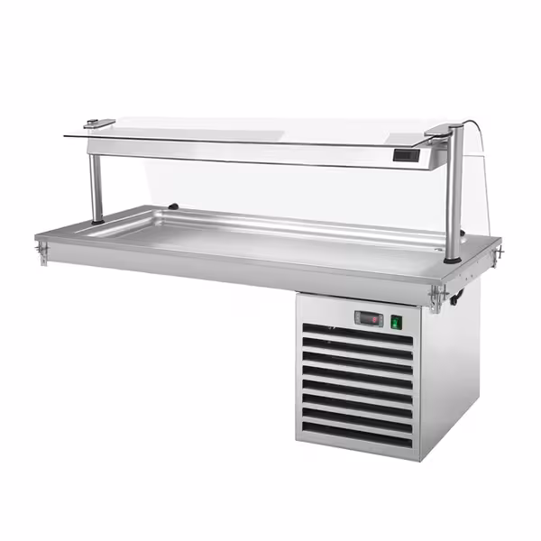 Ugradbena rashladna ploča (drop‑in) - 1460 mm - 4x GN 1/1 - +2 do +8 °C - 450 W - sa zaštitnim staklom | GN rashladna ploča - GN 1/1 - inox