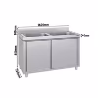 Sudoper s ormarićem ECO - inox - 1600 x 700 mm - sa 2 korita - korita sredina