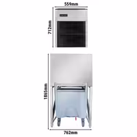 Commercial Ice Machine - Nugget - 335 kg/24 h - incl. ice storage container & transport trolley