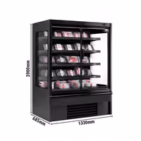 Přístěnný chladicí regál - 1330mm - 455 L - se 2 zasklenými křídlovými dveřmi a 4 policemi