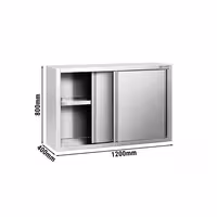 خزانة حائط ستانلس ستيل PREMIUM - 1200x400mm - مع باب انزلاقي - ارتفاع 800 mm