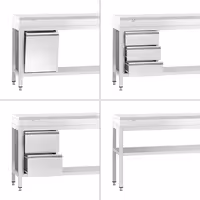 Arbetskåp i rostfritt stål PREMIUM - 2000x600 mm - med 2 skjutdörrar - inkl. 1/2 skärbräda vit