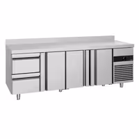 Commercial Counter Fridge PREMIUM - 2330x700mm - with 3 doors - 2 drawers - with upstand - capacity 632 litres