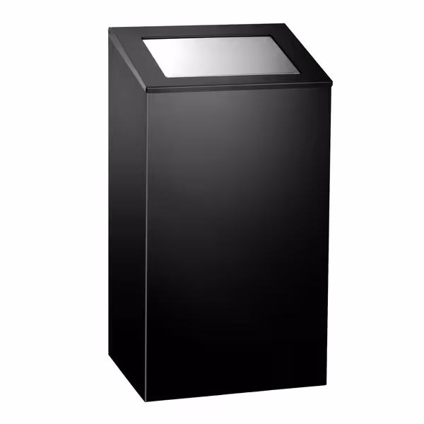سلة نفايات - بغطاء دفع - 38 لتر - 300x215x600mm - أسود - ستانلس ستيل