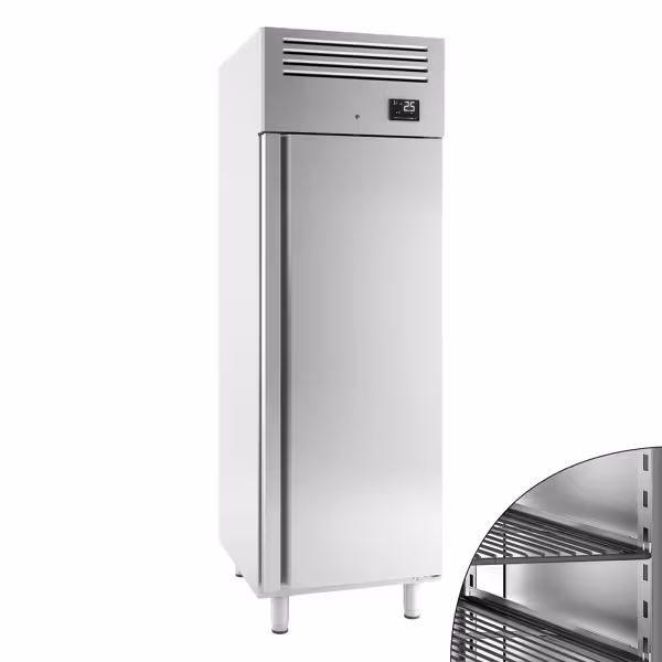 Szafa chłodnicza ze stali nierdzewnej PREMIUM - EN 600x400 - 560L - 687x794mm - 1 drzwi - chłodzenie wentylowane; LED; HACCP