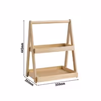 Açık Büfe Teşhir Standı - VALO - Ahşap (Meşe) - Kahverengi - köşeli - 350x265x445mm - Alt seviye: GN 1/2, üst seviye: GN 1/3 ile uyumlu