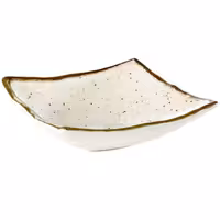 (6 adet) Kase - STONE ART - Melamin - 0,5L - köşeli - 190x190mm - Derinlik:60mm - Beyaz/Kahverengi