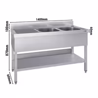 Sudoper ECO - 1400x600 mm - s donjom policom - s 2 koritima - korita desno