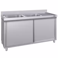 Sudoper s ormarićem ECO - inox - 1800 x 600 mm - sa 2 korita - korita lijevo