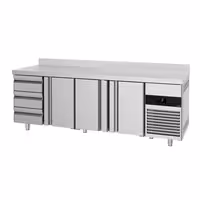 Commercial Counter Fridge PREMIUM - 2330x700mm - with 3 doors - 3 drawers - with upstand - capacity 632 litres