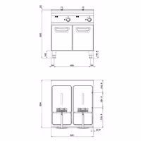 Elektromos dupla olajsütő - álló - 22+22 liter - 44 kW - manuális vezérlés