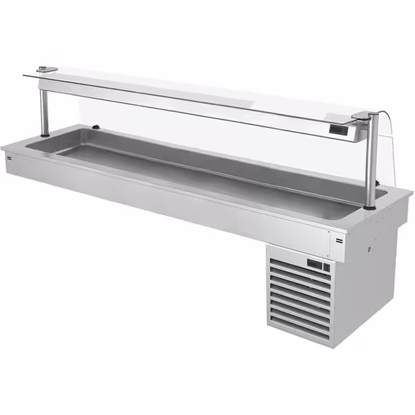Ugradno rashladno korito - 2100 mm - od +2 do +8 °C - 6x GN 1/1 - 410 W - sa staklenom kupolom