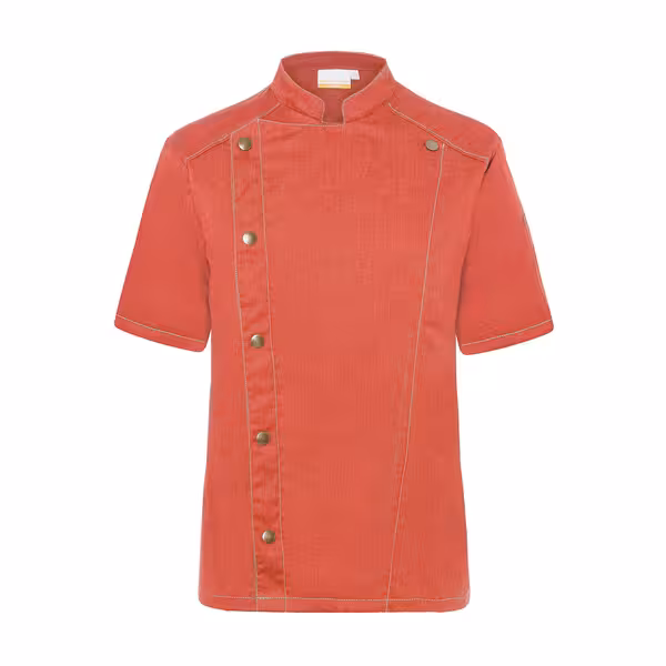 KARLOWSKY | Kulinarska jakna kratkih rukava u denim stilu – Vintage crvena – Veličina: 46