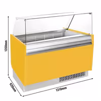 Ice Cream Display Freezer | LIAM - 1310mm - Static cooling - with LED lighting - for 10 x 5 litres Napoli pans - Yellow