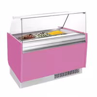 Ice Cream Display Freezer | LIAM - 1310mm - Static cooling - with LED lighting - for 10+10 x 5 litres Napoli pans - Pink