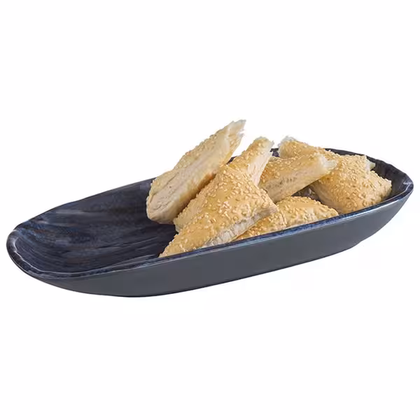 (6 adet) LOOPS - Çukur Tabak - Melamin, 340x155mm, Mavi / Gri