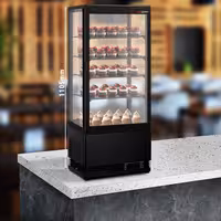 Countertop 4-Sided Glass Display Fridge - 98L - 428mm - Double glazing - square - with 4 shelves - 1 glass door - Black