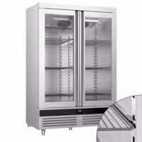 Szafa chłodnicza ze stali nierdzewnej PREMIUM - GN 2/1 - 1400 litrów - z 2 szklanymi drzwiami