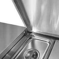 Soporte para cubetas GN de acero inoxidable - 10x GN 1/4 - con cubetas y tapas