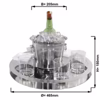 Bar Sunum Seti - Şişe Kovası ve 2 Atıştırmalık Kase - Ø465mm - Yükseklik:180mm - Krom