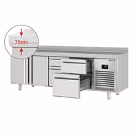 Aukstuma galds PREMIUM PLUS - 2452x600 mm - 510 l - ar 2 durvīm - ar 4 atvilktnēm - Ar apmali