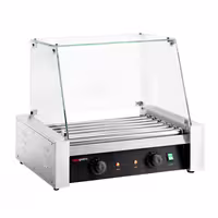 Commercial Hot Dog Roller Grill - 7 Rollers - with Glass Cover