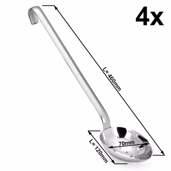 (4 buc) Polonic de servire - Lungime: 460 mm - perforat - oțel inoxidabil